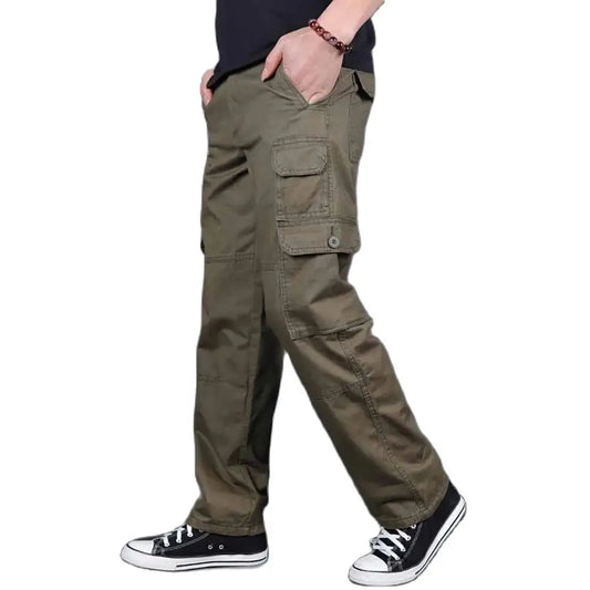 Fashion Cargo Pants Men Casual Loose Baggy Straight Trousers Streetwear Cotton Joggers Clothes