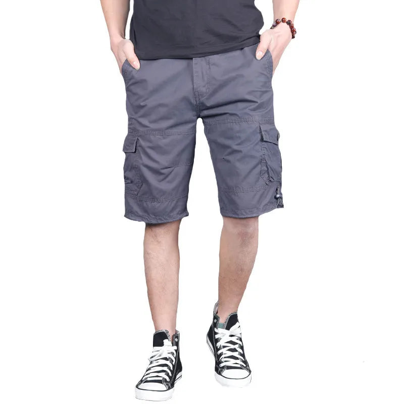 Fashion Summer Cotton Pocket Shorts Men Casual Straight Boardshorts Streetwear Clothes