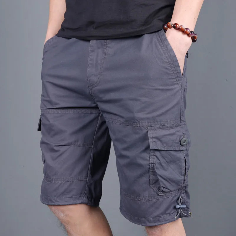 Fashion Summer Cotton Pocket Shorts Men Casual Straight Boardshorts Streetwear Clothes