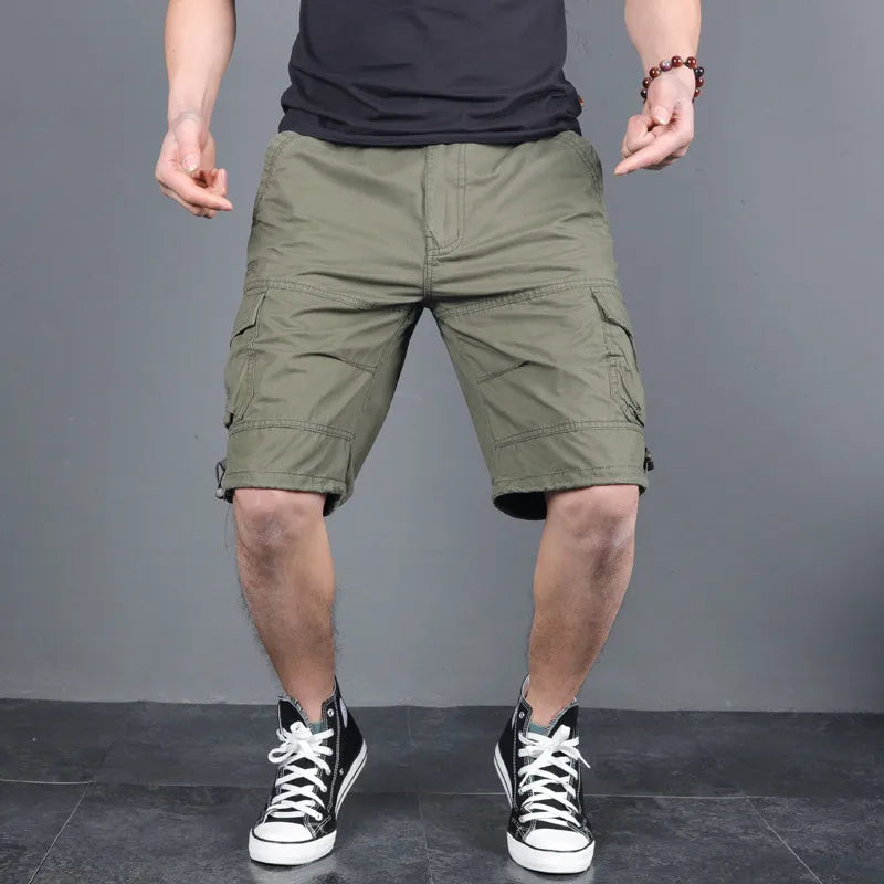 Fashion Summer Cotton Pocket Shorts Men Casual Straight Boardshorts Streetwear Clothes