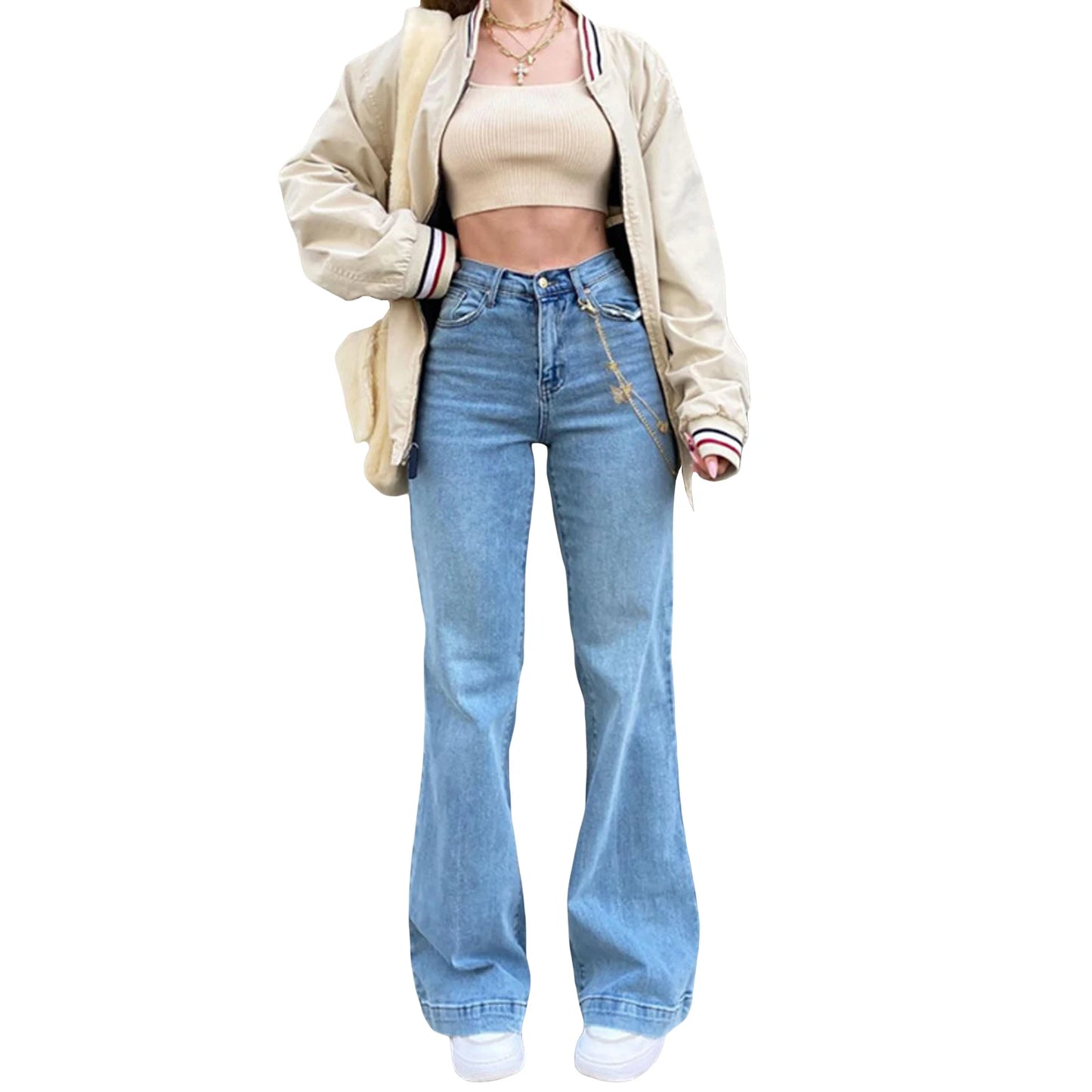 Women Denim Flared Pants Casual Solid Color Stretchy High Waist Bell Bottom Jeans Streetwear Baggy Jeans For Women Trousers Y2K