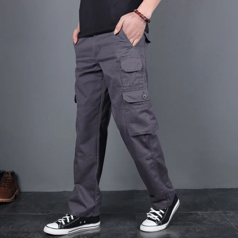 Fashion Cargo Pants Men Casual Loose Baggy Straight Trousers Streetwear Cotton Joggers Clothes