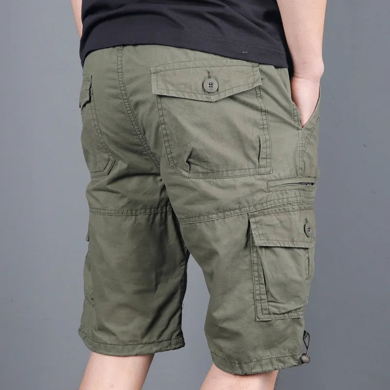 Fashion Summer Cotton Pocket Shorts Men Casual Straight Boardshorts Streetwear Clothes