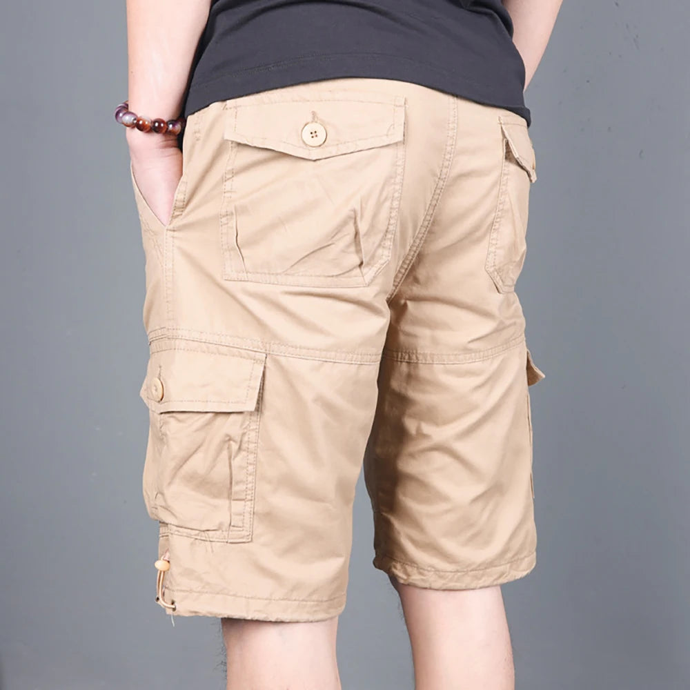 Fashion Summer Cotton Pocket Shorts Men Casual Straight Boardshorts Streetwear Clothes