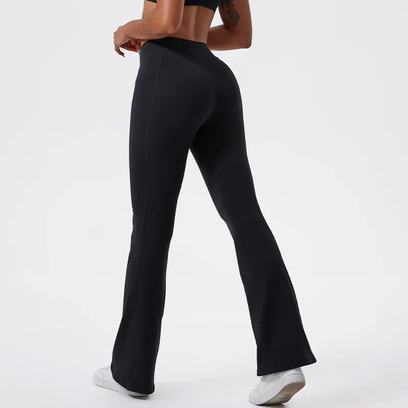 Zen Rhyme Nude Feel Wide Leg Cross Belt Tight High Yoga Hip Lifting Stretch Sports Breathable Fitness Femme Homme Pants